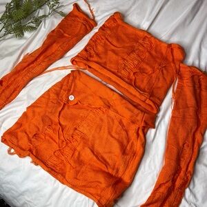 Crochet Skirt Set - Orange (size small) Fashion Nova 🧡